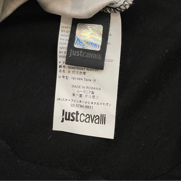 Roberto Cavalli Just Cavalli Black & Gold Baroque Printed Scuba Dress - Picture 10 of 12